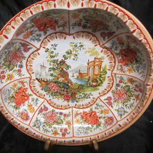 VTG 1971 DAHER DECORATED WARE TIN 10'' BOWL, FLORALS AND SCENES